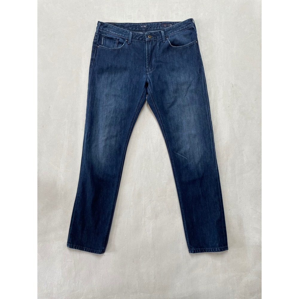 Armani Jeans J06 Slim Fit Mens Dark Wash Blue Denim Jeans W34 L32 Logo 306